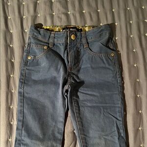 Mini Boden light blue Pants with Gold Accents